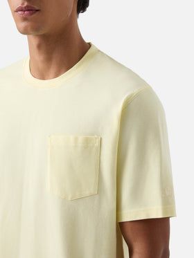 Baumwoll-Piqué-T-Shirt Bakewell in Butter Yellow mit Tasche und Logostickerei 