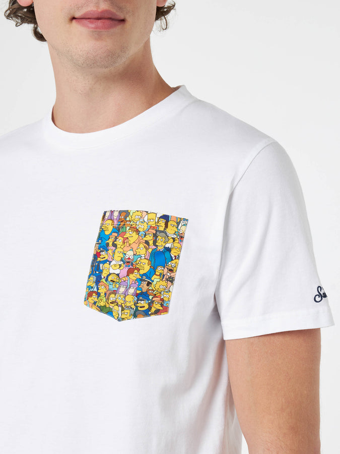 Mc2 Saint Barth T-shirt uomo in cotone Blanche con taschino stampato Simpsons | EDIZIONE SPECIALE I SIMPSON