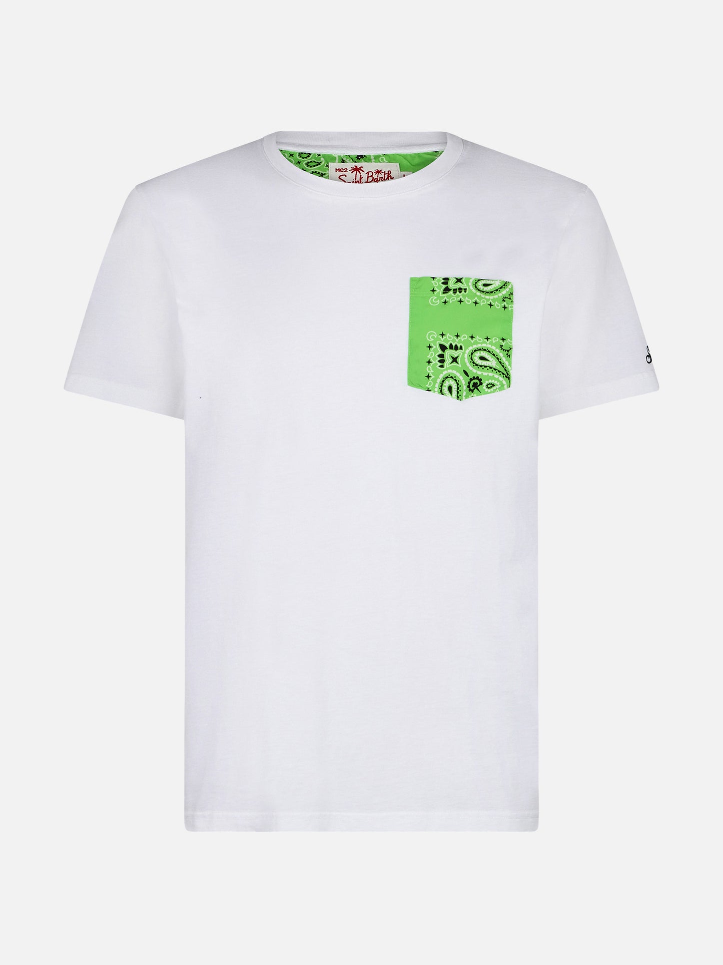 Cotton t-shirt Blanche with green bandana pocket