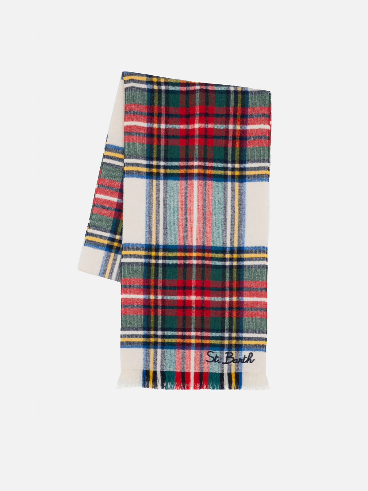 Blanket scarf with tartan pattern and St. Barth embroidery - MC2 Saint Barth