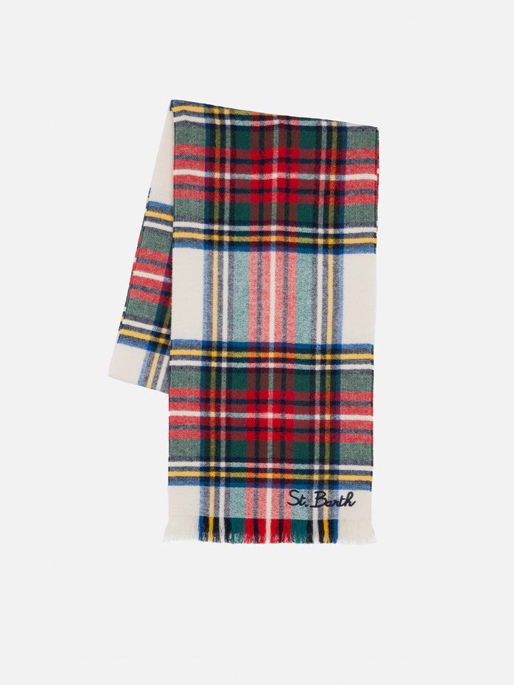 Blanket scarf with tartan pattern and St. Barth embroidery - MC2 Saint Barth