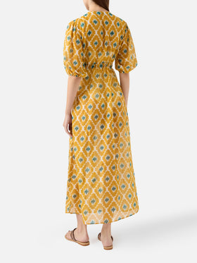 Cotton and silk long dress Bliss with geometric print