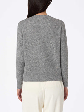 Woman grey cardigan Bellamy with silver rhinestones - MC2 Saint Barth