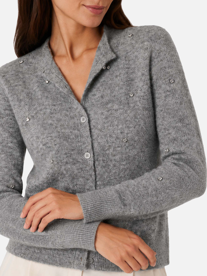 Bellamy graue Strickjacke mit Strasssteinen 