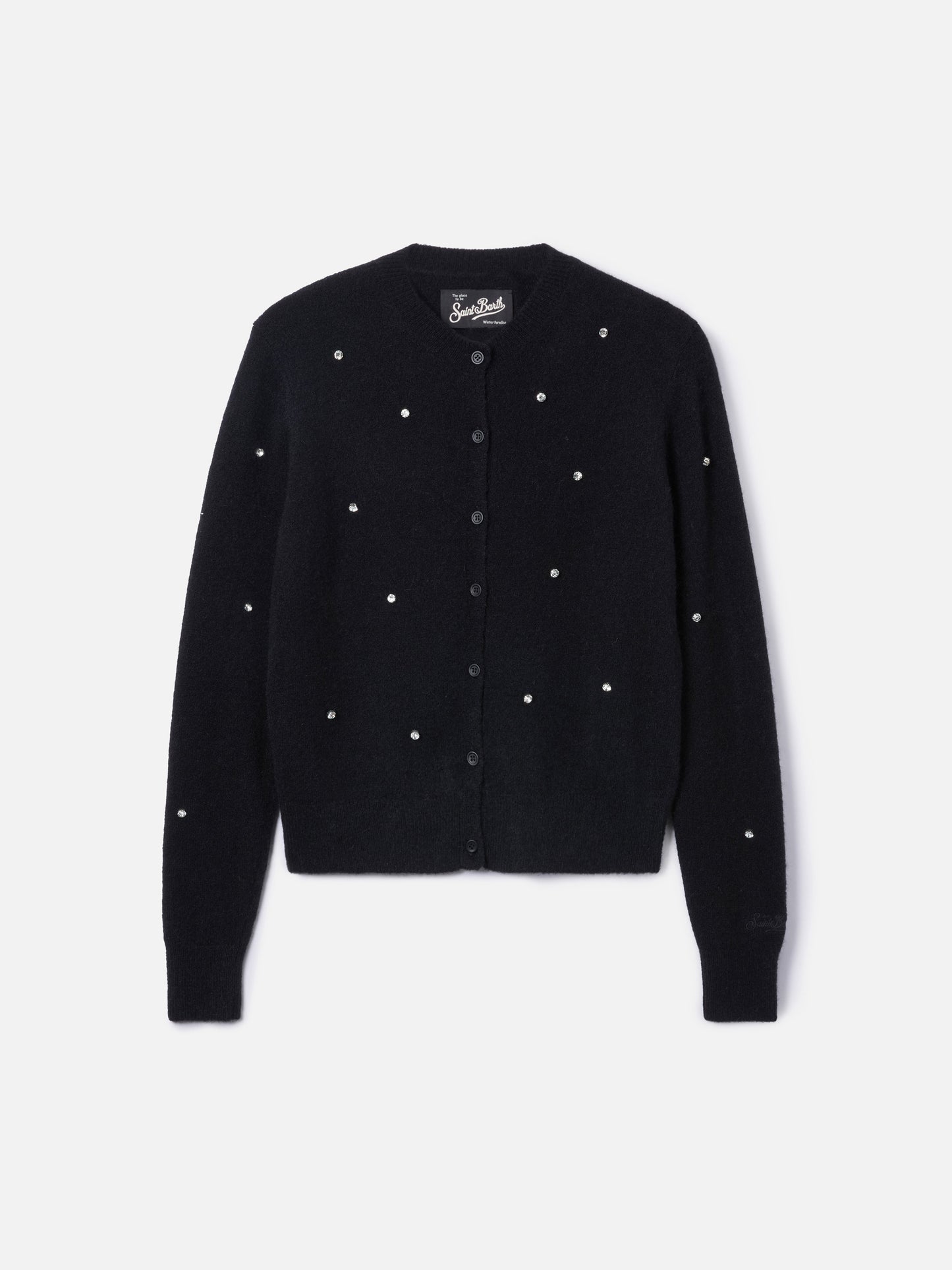 Schwarze Strickjacke Bellamy für Damen mit Strasssteinen