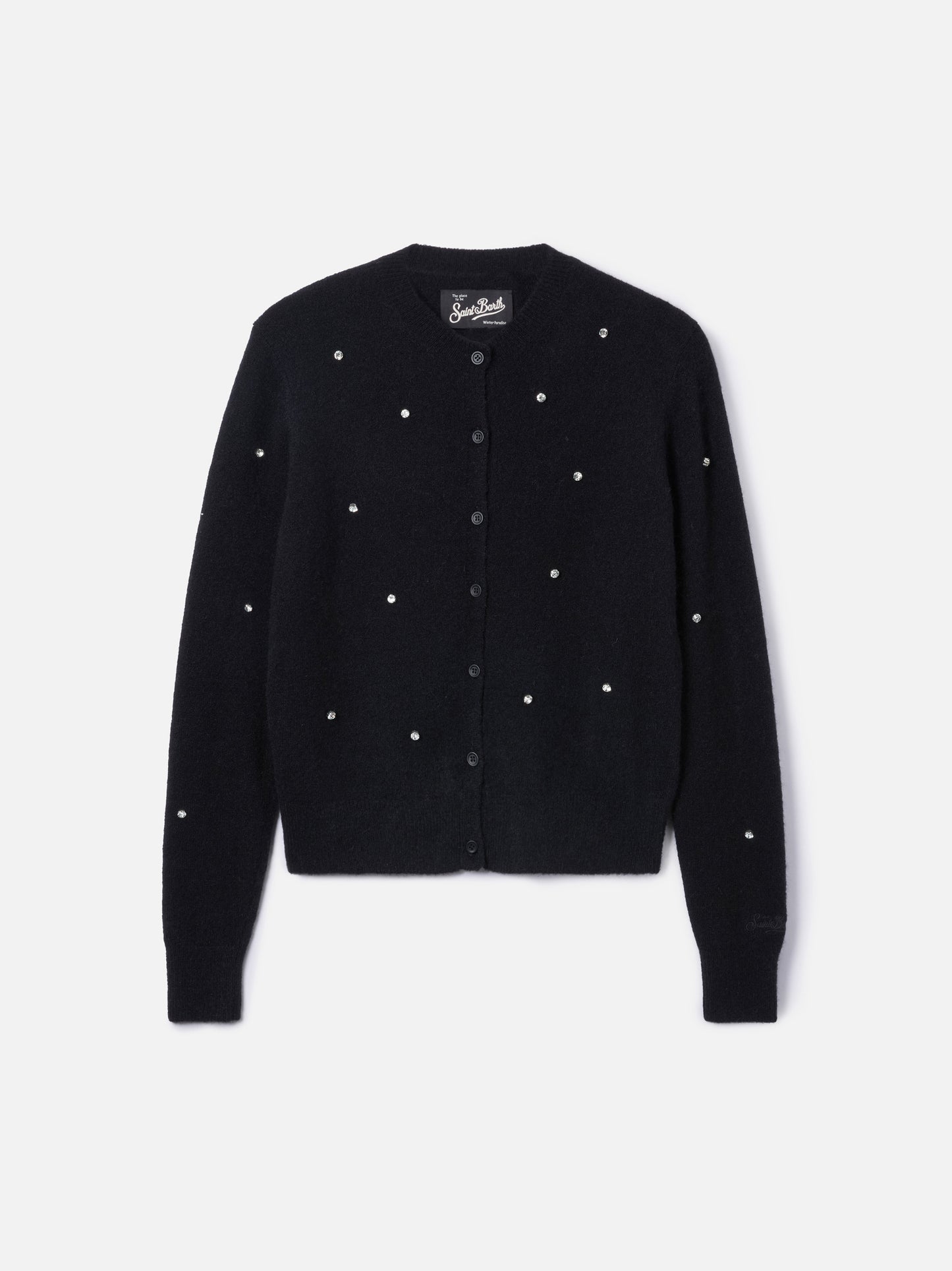 Schwarze Strickjacke Bellamy für Damen mit Strasssteinen