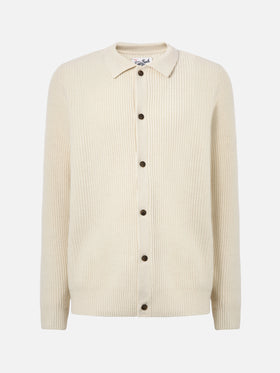 Weißer Cardigan aus reiner Wolle, Bolton