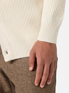 Weißer Cardigan aus reiner Wolle, Bolton