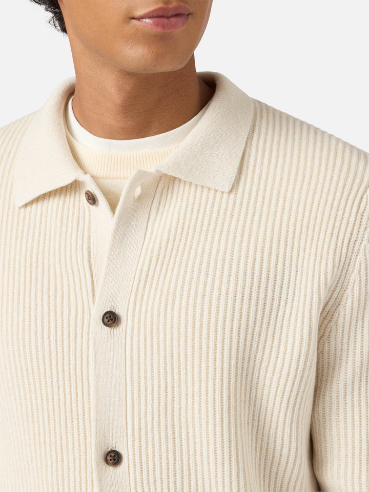 Weißer Cardigan aus reiner Wolle, Bolton