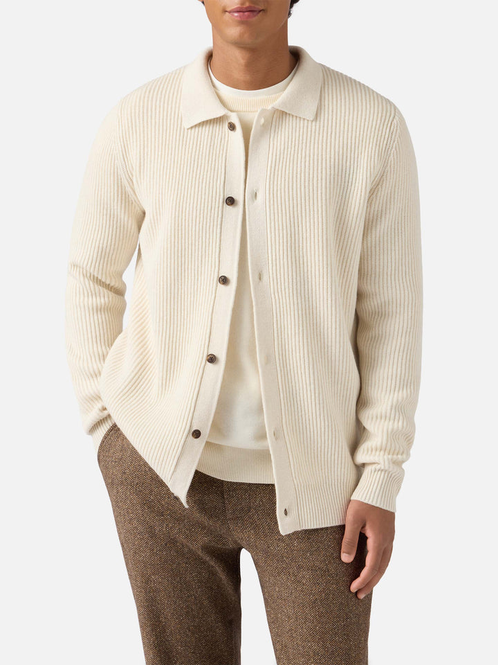 Weißer Cardigan aus reiner Wolle, Bolton