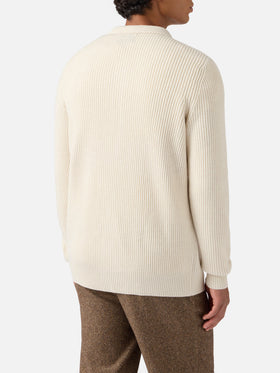 Weißer Cardigan aus reiner Wolle, Bolton