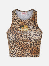 Woman rib-knit cotton crop tank with Fiorucci print | FIORUCCI SPECIAL EDITION