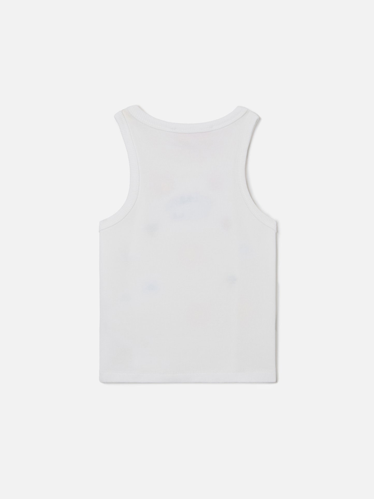 Blue Jr Tank-Top aus weißer Stretch-Baumwolle mit mehrfarbiger Stickerei 