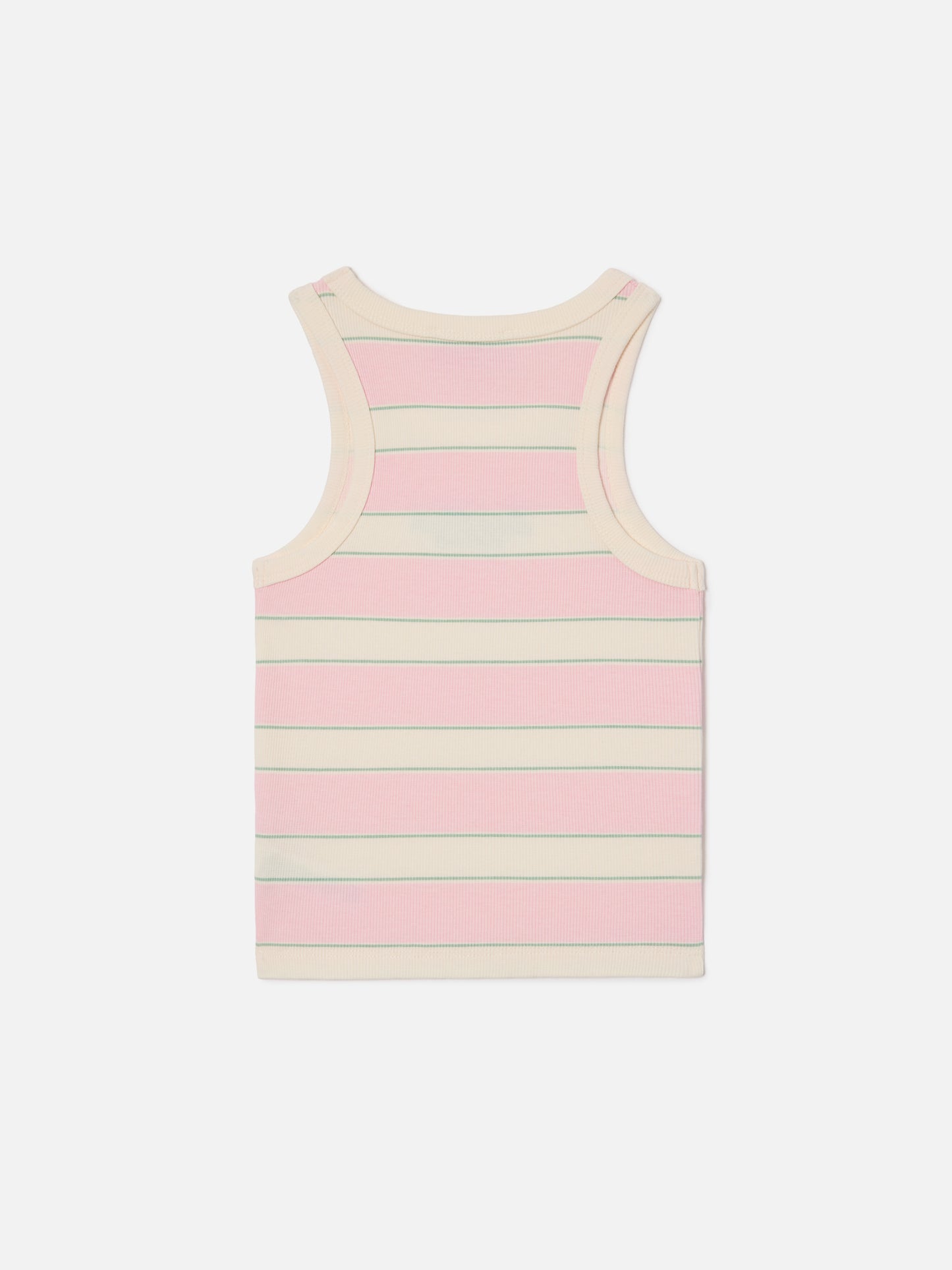Top Blue Jr a righe rosa, bianche e verdi con logo ricamato