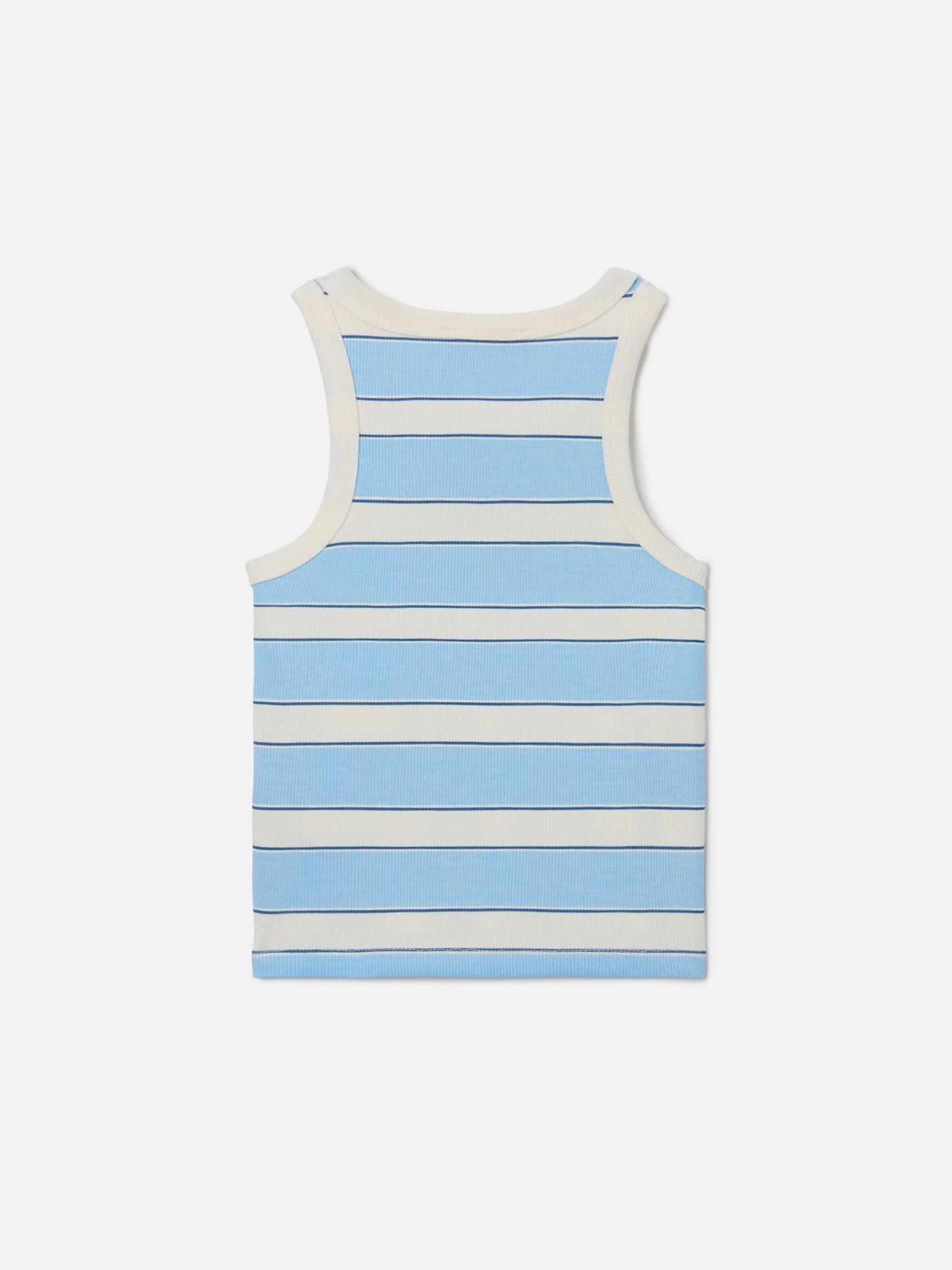Top Blue Jr a righe azzurre e panna con logo ricamato