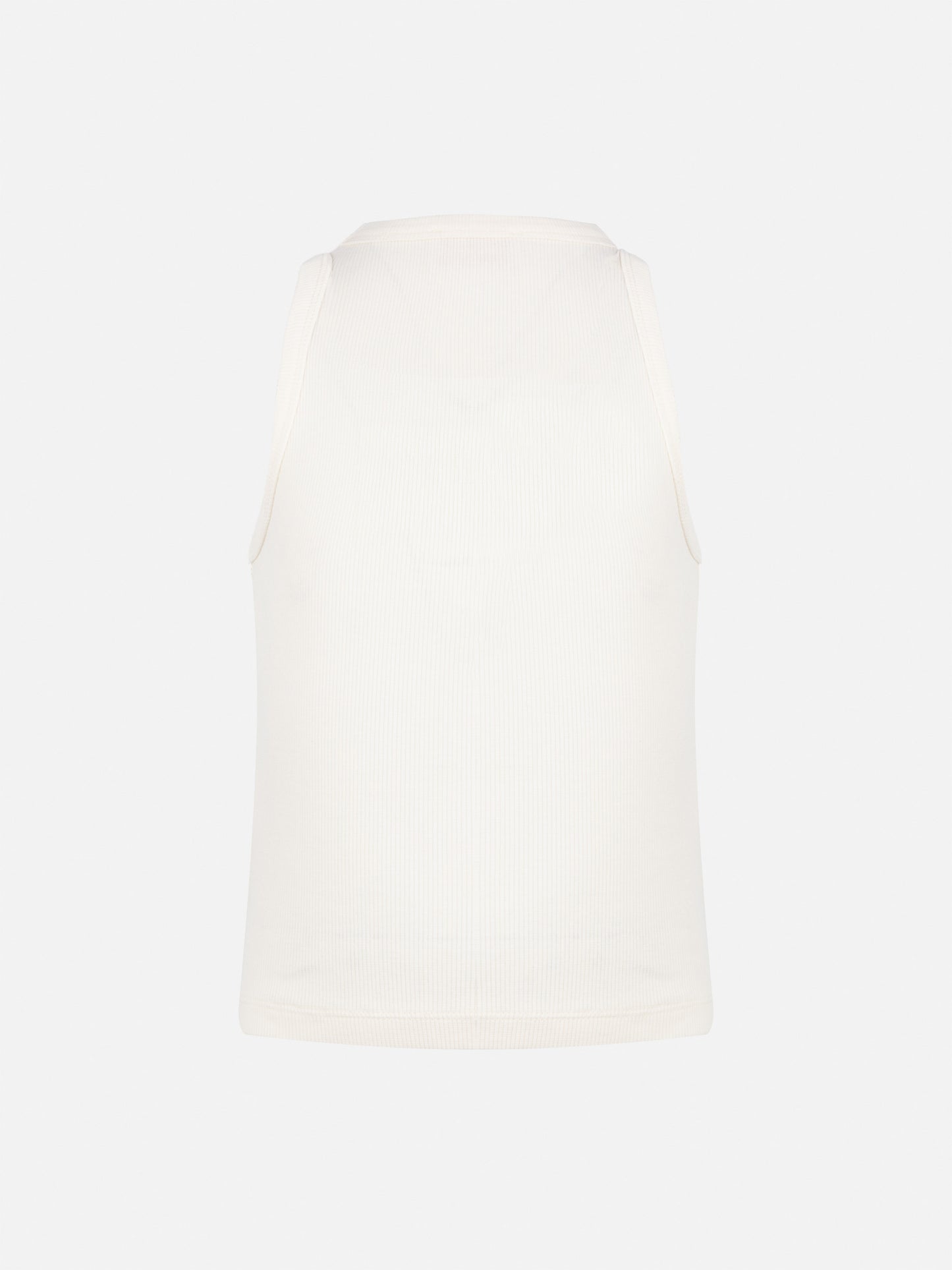 Blue Jr off-white rib-knit cotton crop tank with embroidery - MC2 Saint Barth