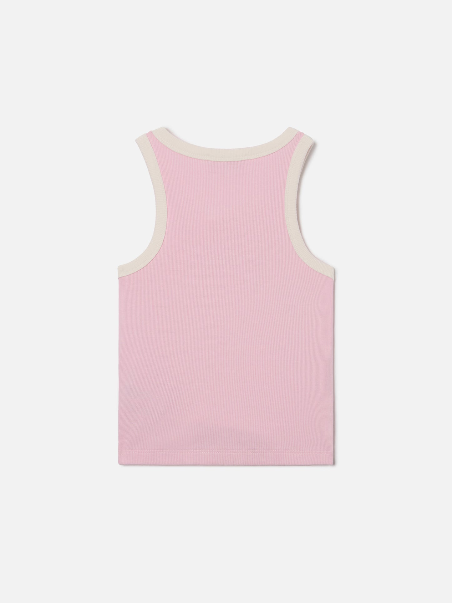 Top Blue Jr rosa con logo ricamato e profili panna