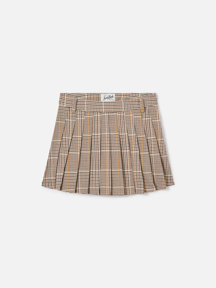 Gonna Blay beige in flanella con motivo tartan