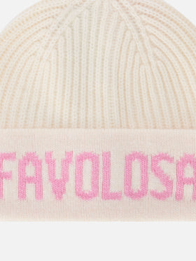 Off-white-Mütze Benjie mit Favolosa-Schriftzug 