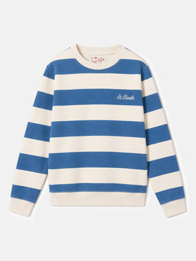 Felpa Bobby a righe bluette e bianco panna