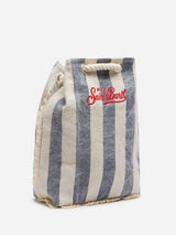 Boat canvas backpack with white and blue striped print