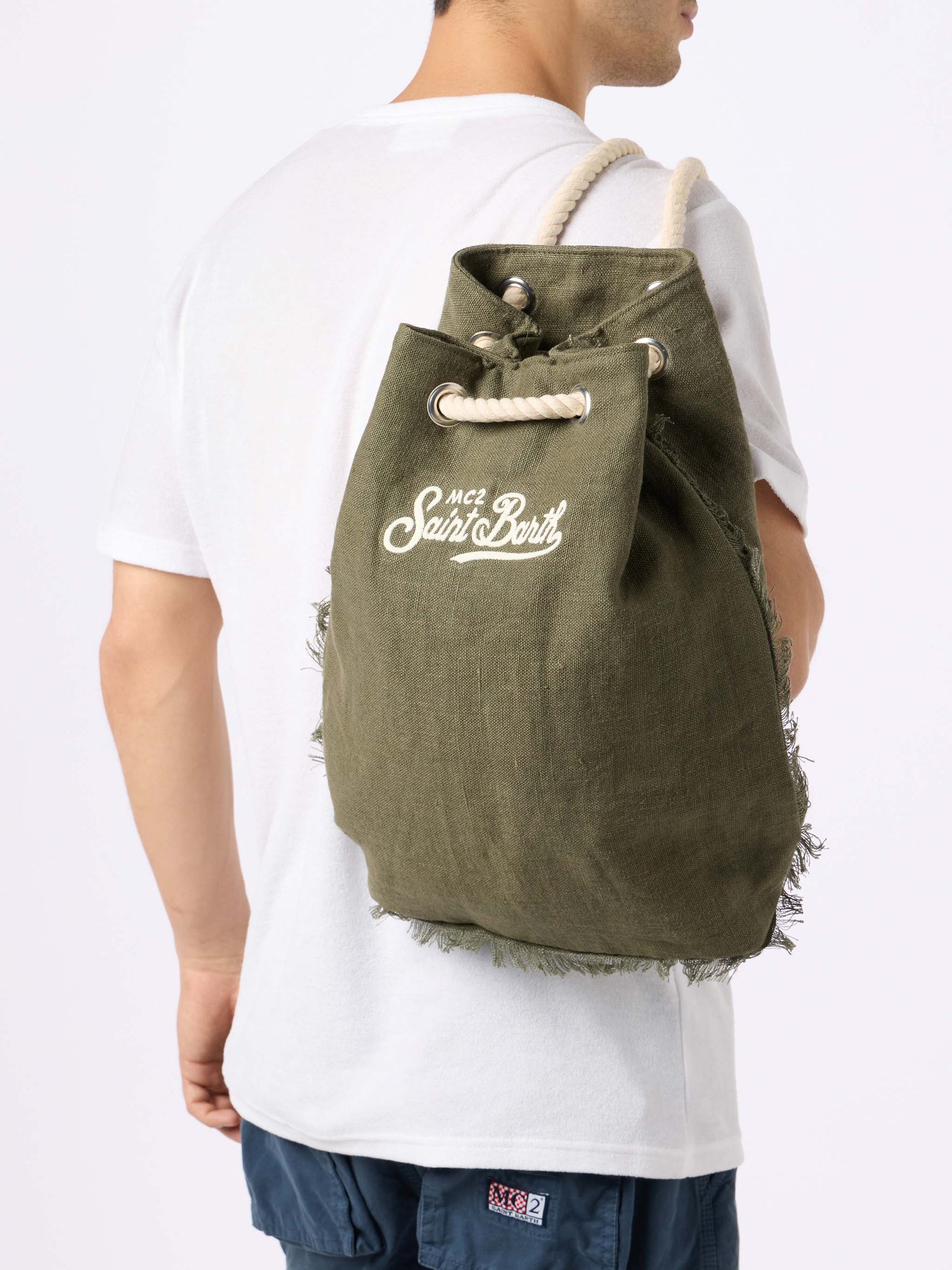 Green boat linen backpack - MC2 Saint Barth