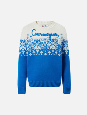 Bombardino Jr sweater with Courmayeur and fair isle jacquard