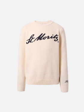 Bombardino Jr. Pullover aus Kaschmirmischung mit St. Moritz-Patch | ST. MORITZ TOP OF THE WORLD SPECIAL EDITION