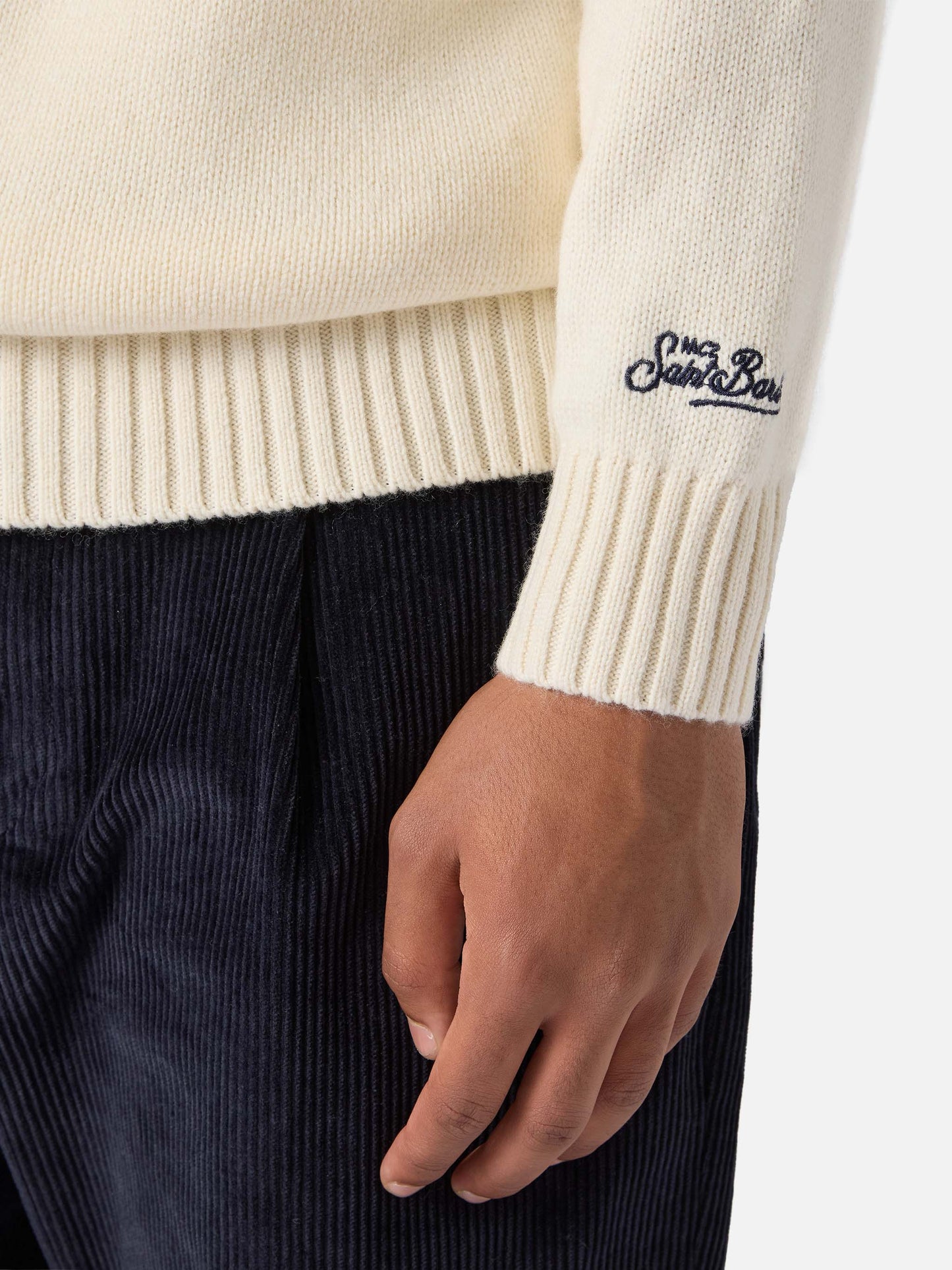 Maglione Bombardino Light bianco con jacquard St. Moritz | ST. MORITZ TOP OF THE WORLD SPECIAL EDITION