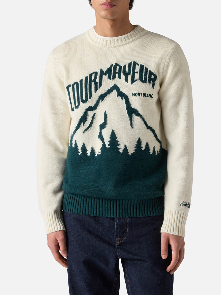 Maglione Bombardino Light bianco con jacquard Courmayeur | COURMAYEUR SPECIAL EDITION