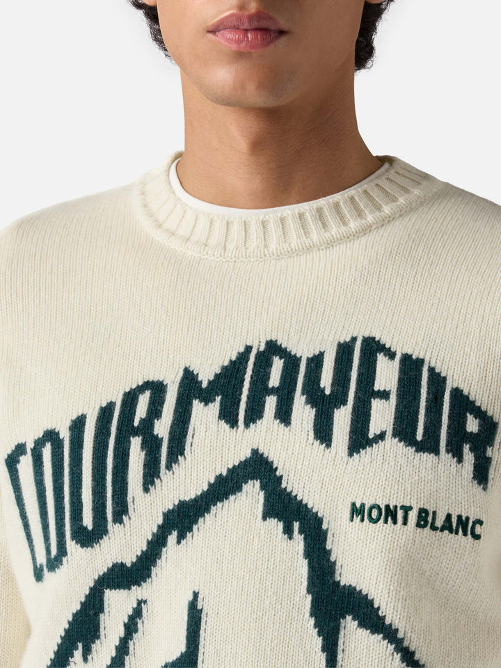 Maglione Bombardino Light bianco con jacquard Courmayeur | COURMAYEUR SPECIAL EDITION