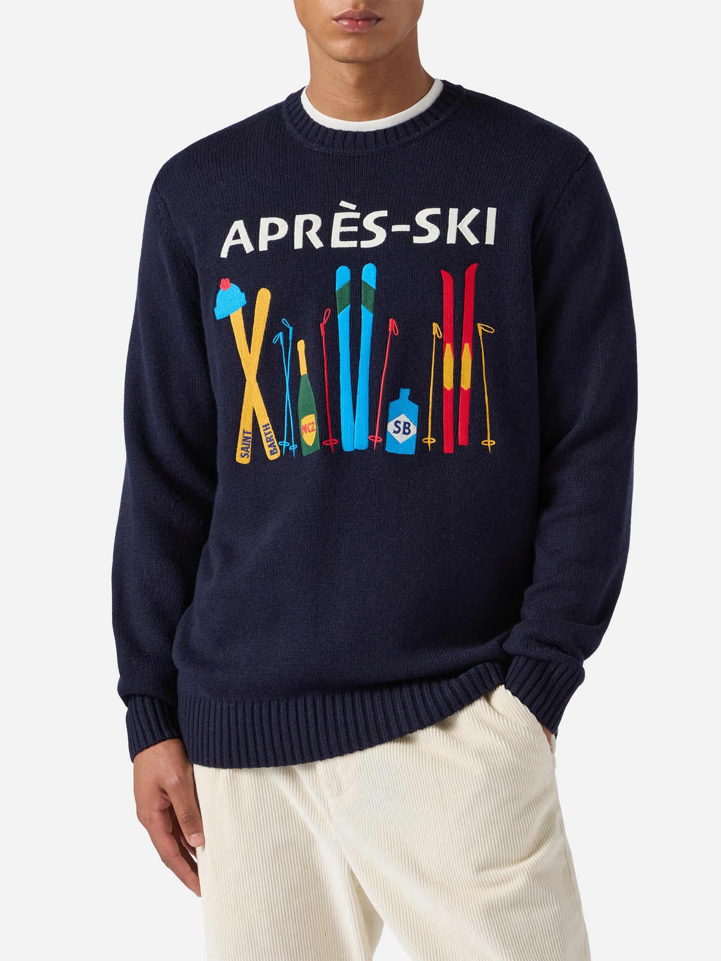 Hellblauer Bombardino Light Pullover mit Après-Ski-Jacquardmuster