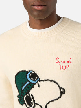 Cream Bombardino Light crewneck knit with Snoopy intarsia and embroidery | Special edition