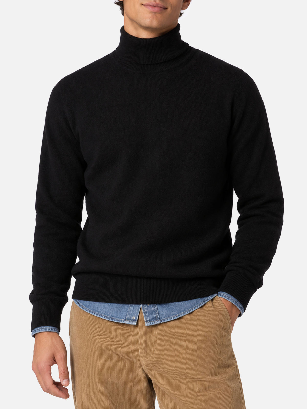 Bond schwarzer Rollkragenpullover aus Kaschmirmischung 