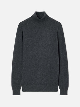Grauer Rollkragenpullover aus Bond Merinowolle und Kaschmirmischung 