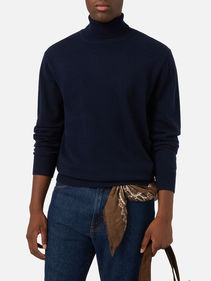Col roulé en mélange de laine mérinos et cachemire Navy blue Bond 