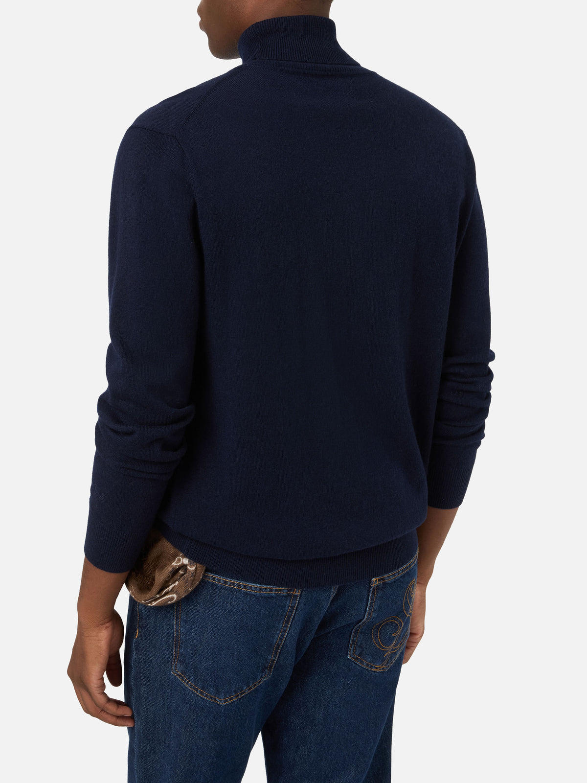 Rollkragenpullover aus Merinowoll- und Kaschmirmischung in Navy blue Bond 