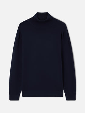 Rollkragenpullover aus Merinowoll- und Kaschmirmischung in Navy blue Bond 