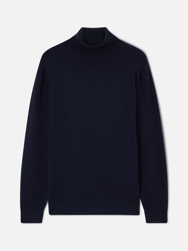Navy blue Bond merino wool and cashmere blend turtleneck