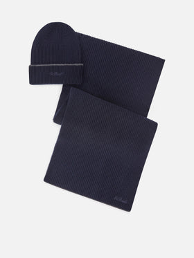 Set aus Mütze und Schal aus navyblauer Wolle blue 