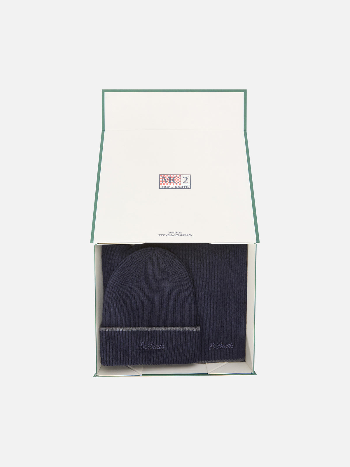 Set aus Mütze und Schal aus navyblauer Wolle blue 
