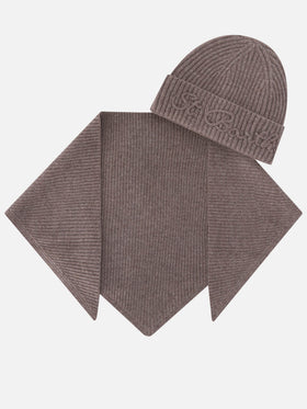 Conjunto de gorro de lana Nut y bufanda con capucha 