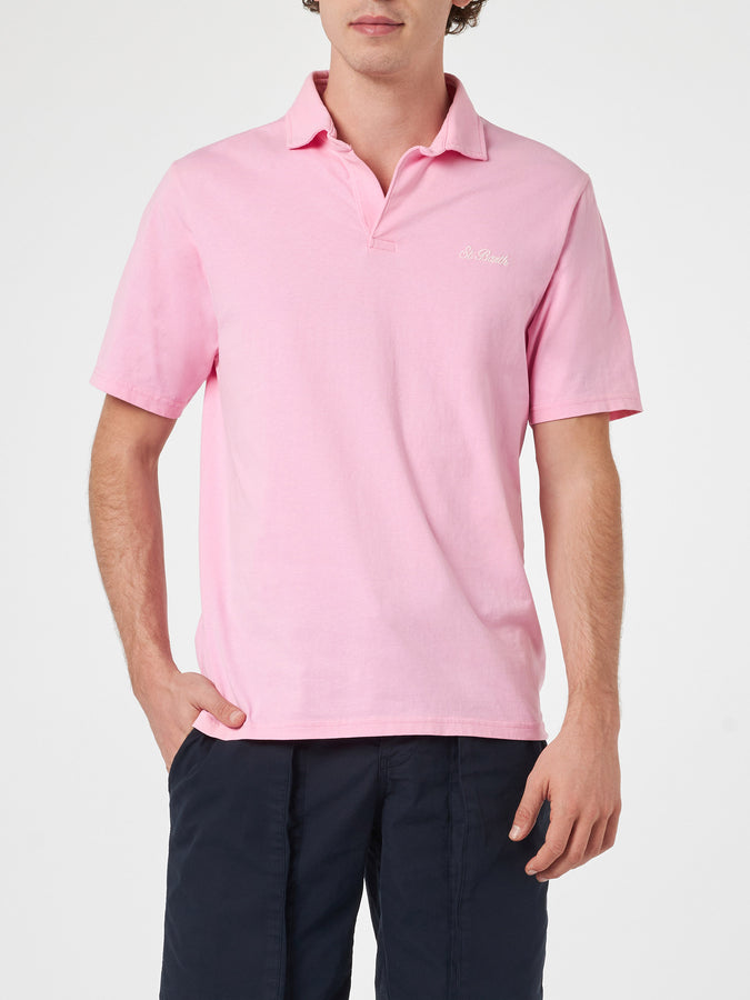 Mc2 Saint Barth Polo da uomo in jersey di cotone rosa Brighton