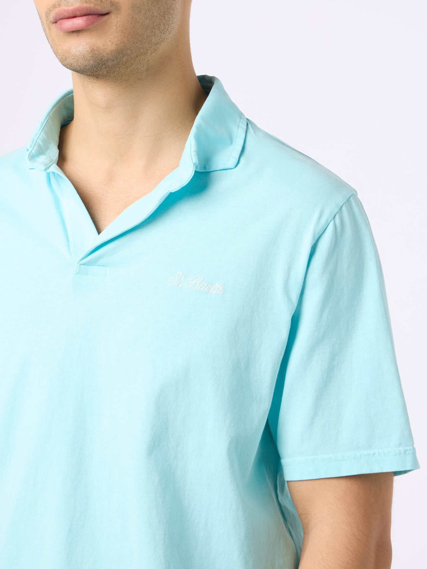 Man water green cotton jersey polo shirt Brighton - MC2 Saint Barth