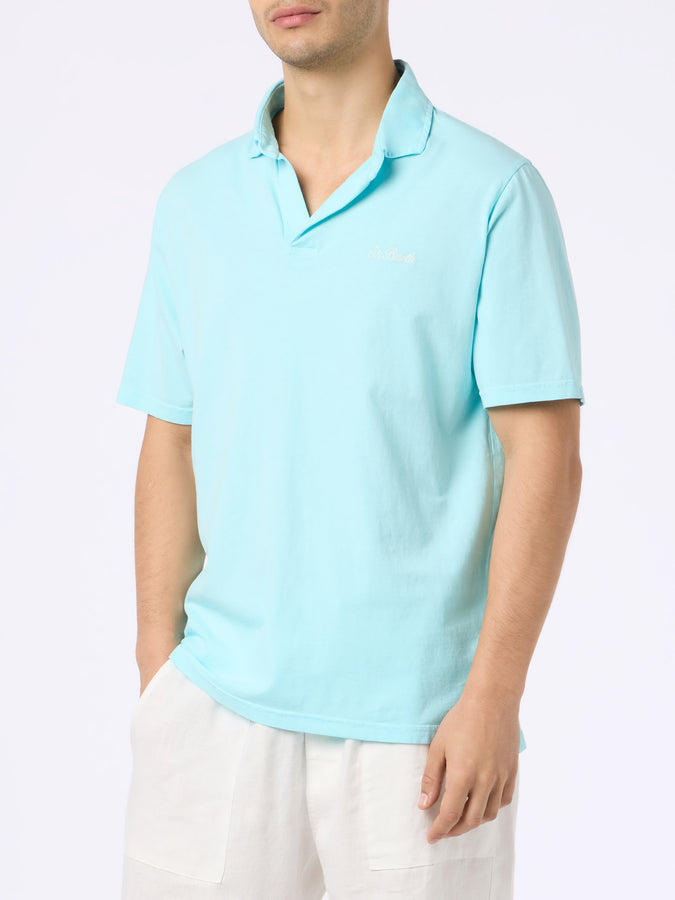 Mc2 Saint Barth Polo da uomo Brighton in jersey di cotone verde acqua