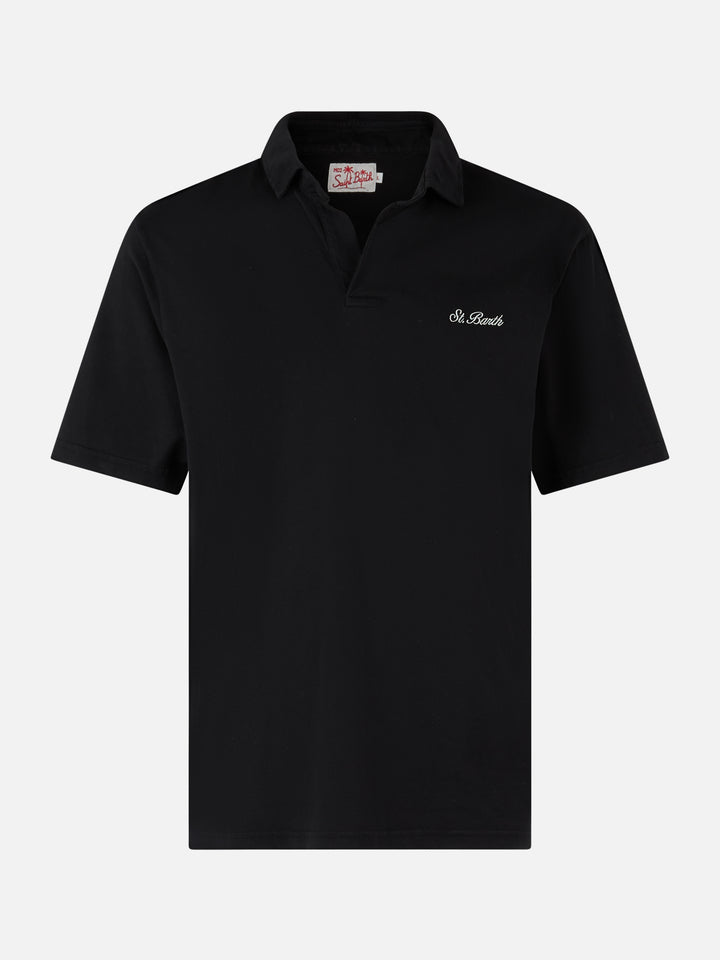 Man black cotton jersey polo shirt Brighton - MC2 Saint Barth