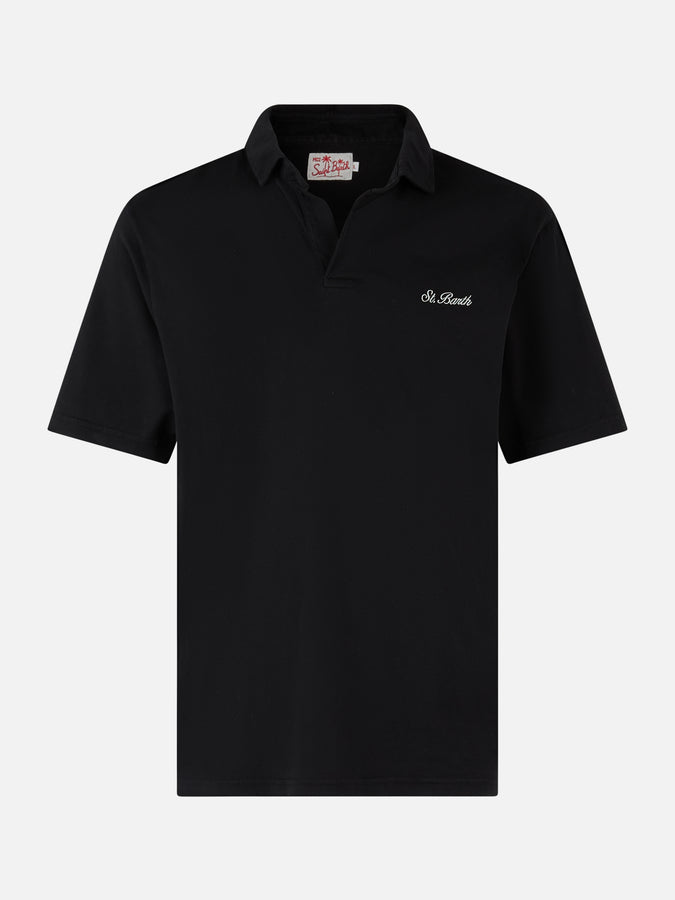 Mc2 Saint Barth Man black cotton jersey polo shirt Brighton