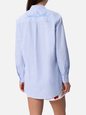 Brigitte striped-print seersucker shirt with Saint Barth embroidery - MC2 Saint Barth