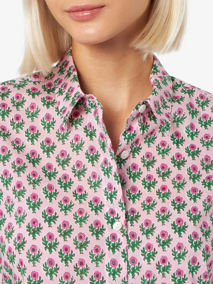 Woman cotton shirt Brigitte with flower print - MC2 Saint Barth