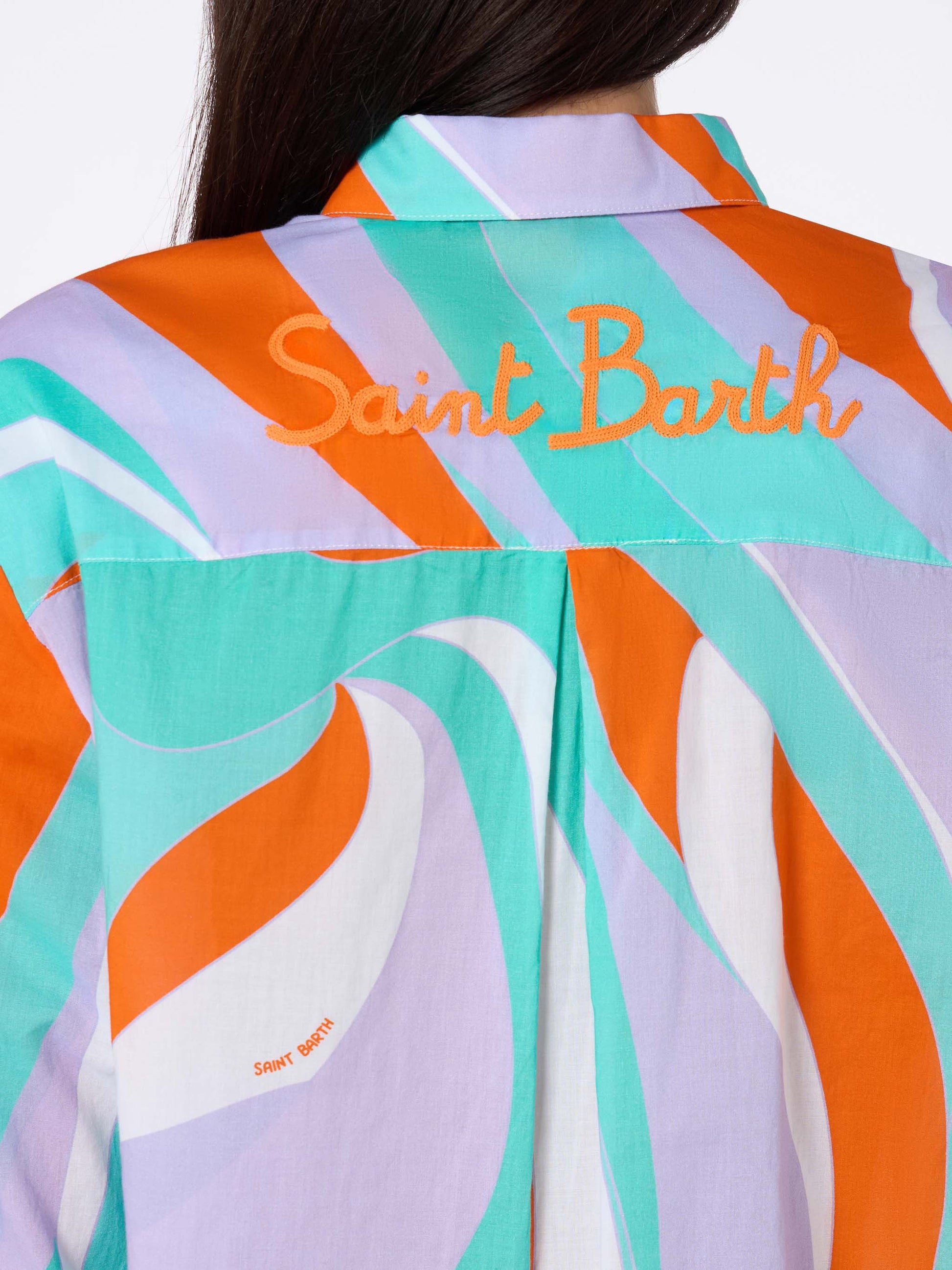 Woman cotton shirt Brigitte with shape wave print - MC2 Saint Barth